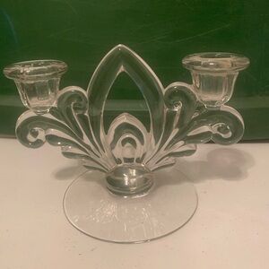 Glass Candle Holder with Intricate Accents